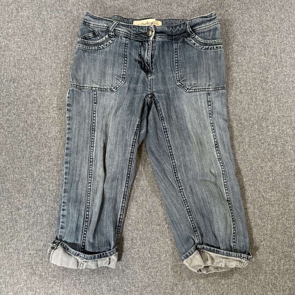 Contrast Light Wash Capri Jeans Womens Size 3 29x18 Stretch Denim Cropped